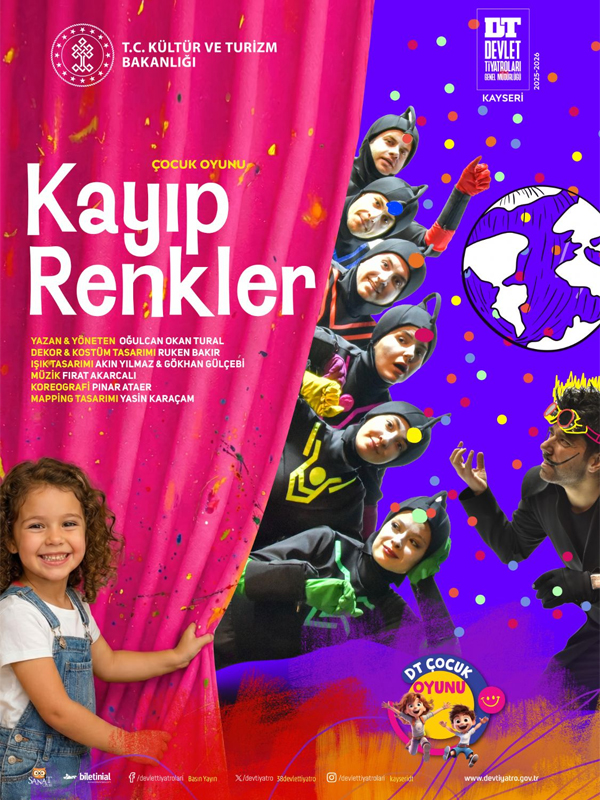  Kayıp Renkler Çocuk Tiyatro Oyunu Kayseri - 18 Ocak 2026 Devlet Tiyatrosu | 3-12 Yaş 70₺'den  Etkinlik Görseli