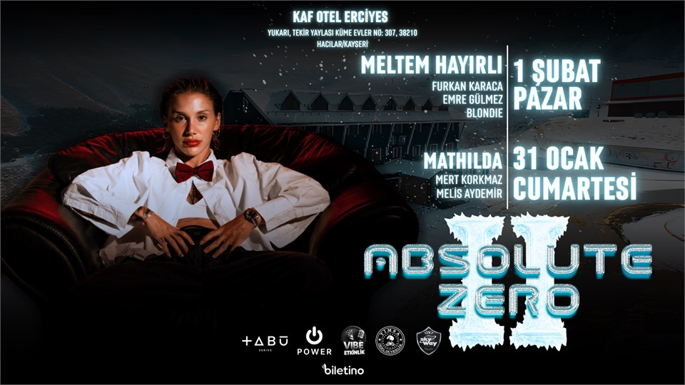 Absolute Zero II Festivali Erciyes - 31 Ocak 2026 Kaf Otel | Elektronik Müzik & Kayak Etkinlik Görseli